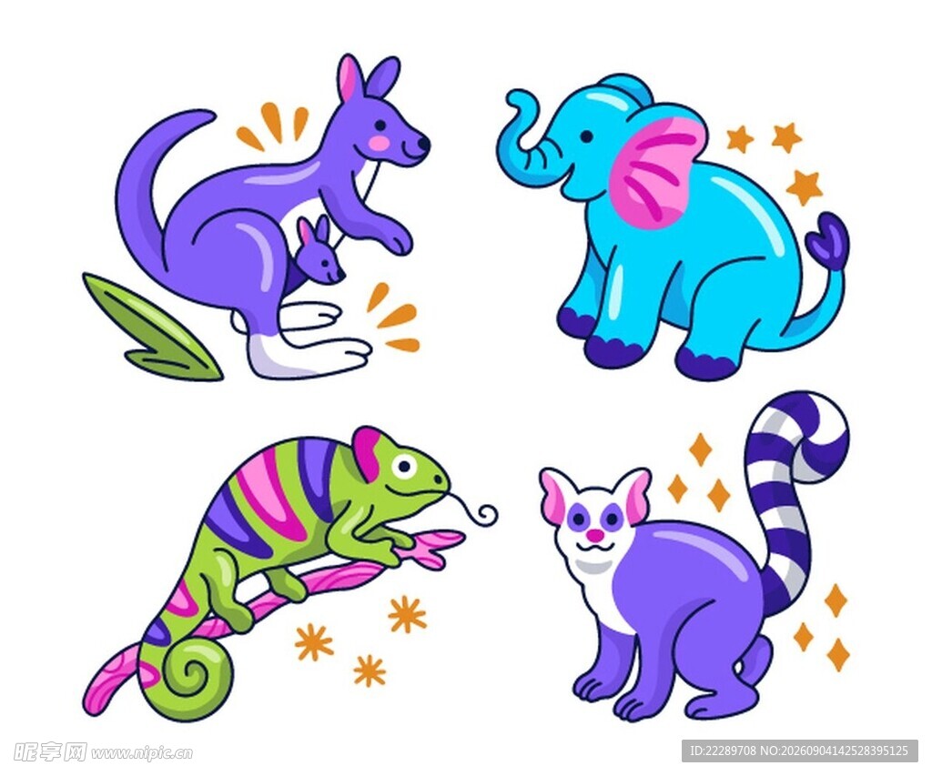 多彩动物插画