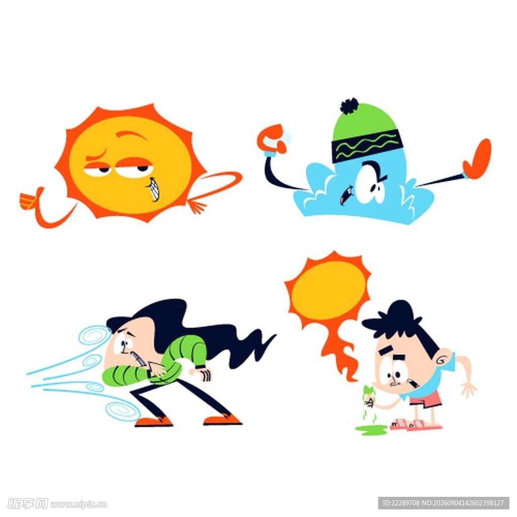天气拟人插画形象集合