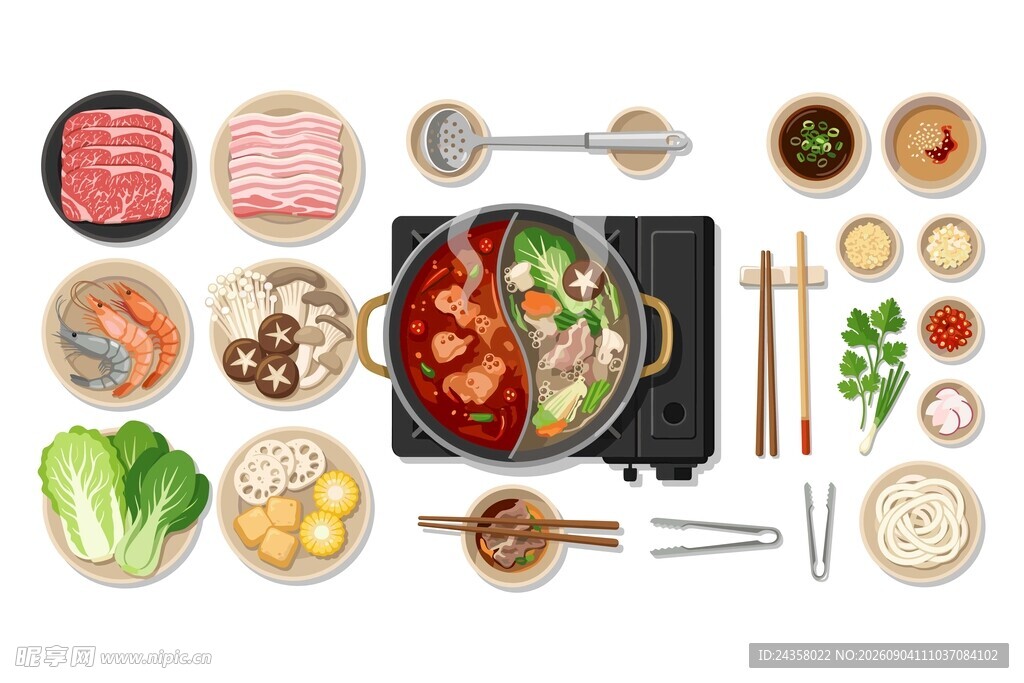 鸳鸯火锅插画