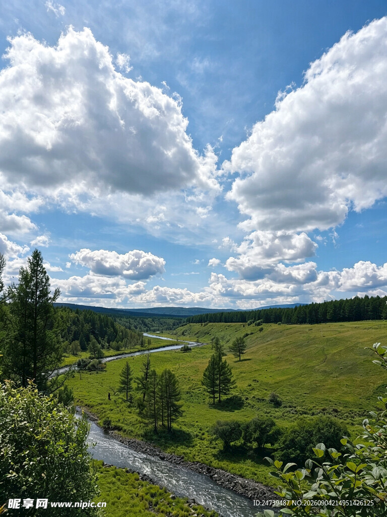 田园风光下的开阔自然景致