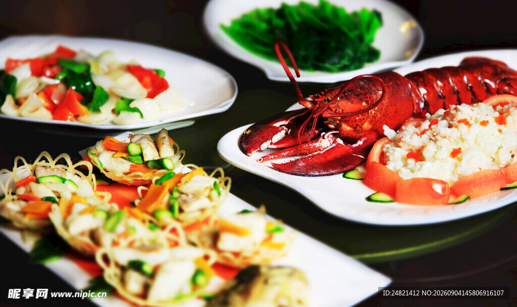 丰盛海鲜美食拼盘