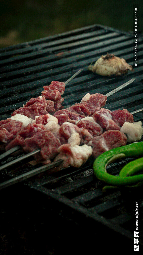烤肉架上的美味肉块