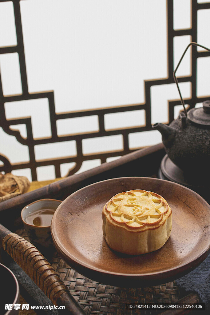 中式茶点月饼精致摆拍