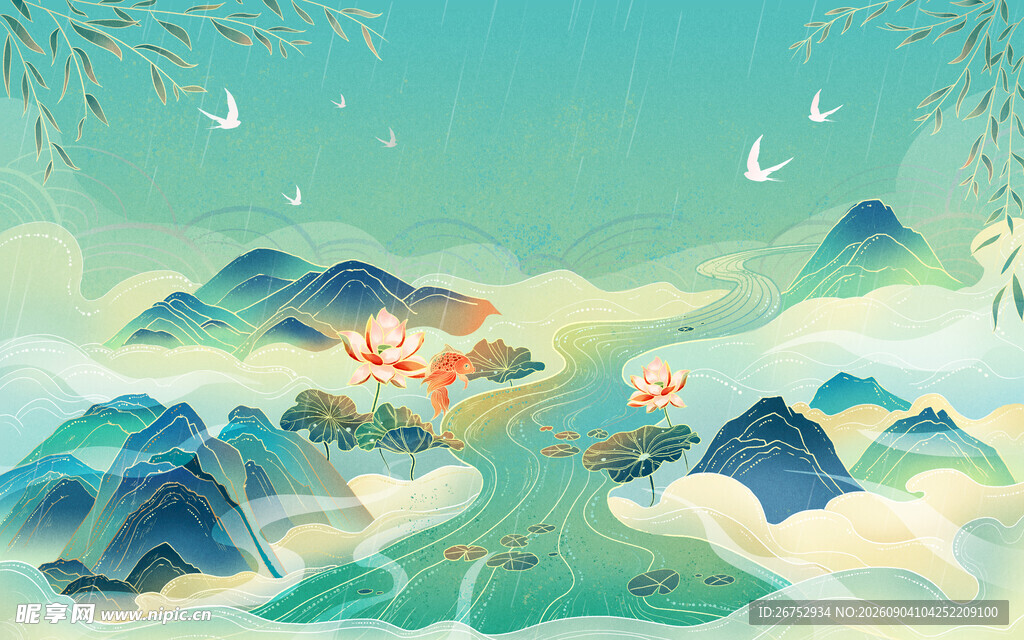 山水间的诗意梦幻风景