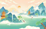 山水间的诗意中式风景