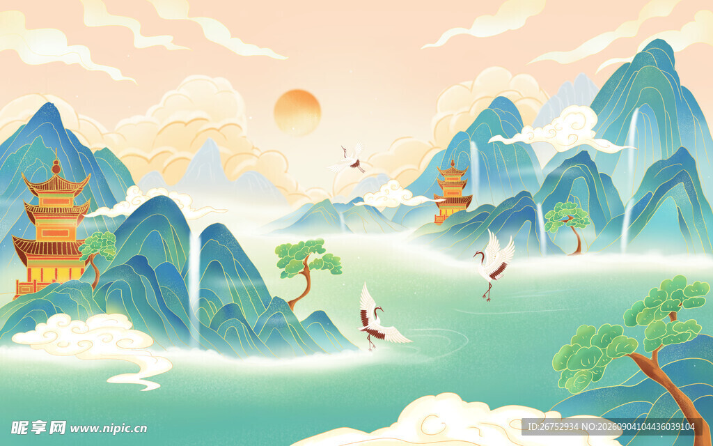 山水间的诗意中式风景