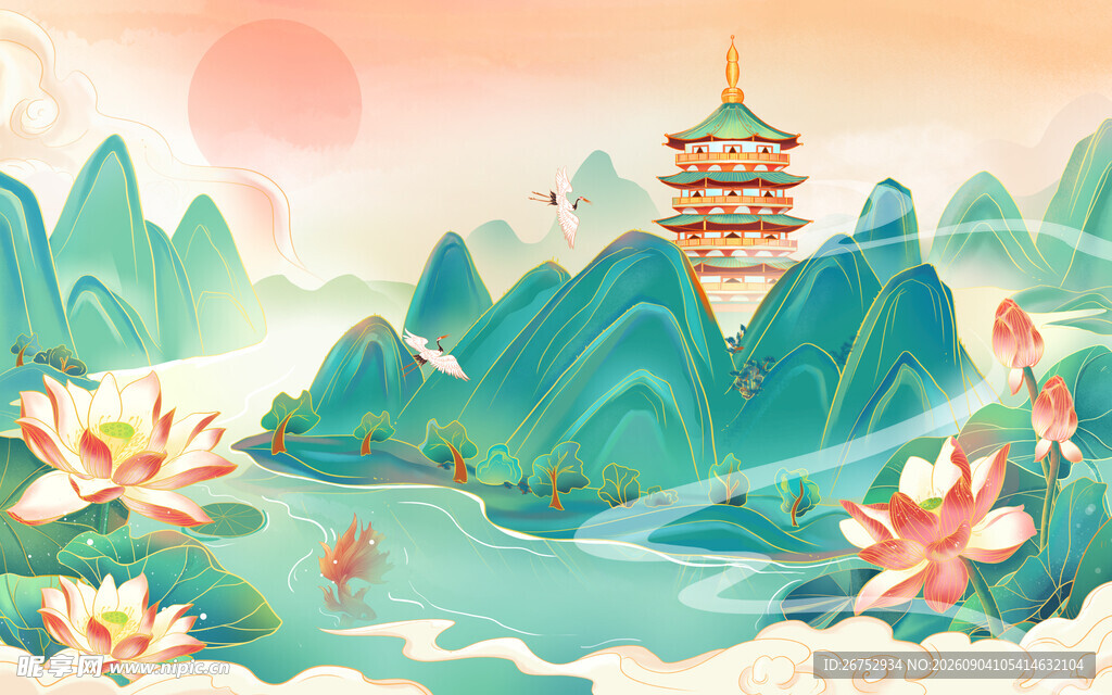 中式山水间的古韵楼阁