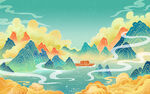梦幻山水间的诗意画卷