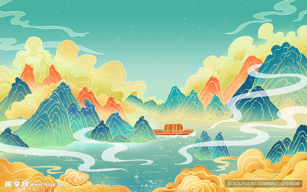 梦幻山水间的诗意画卷