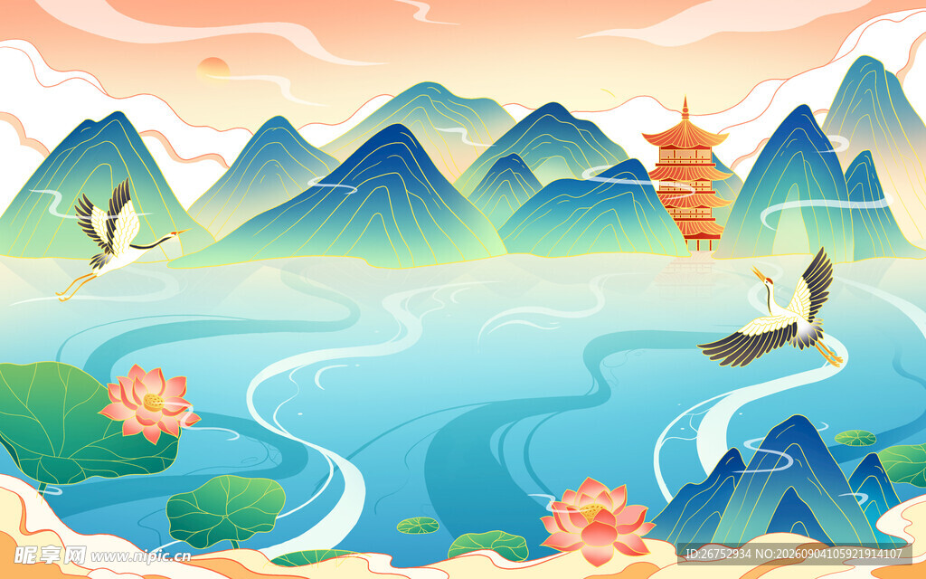 山水间的诗意中式风景