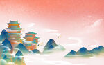 古风山水建筑意境图