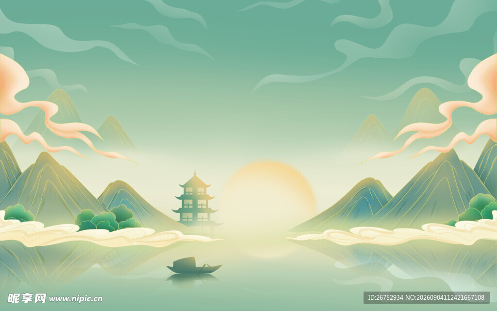 山水间的静谧小船