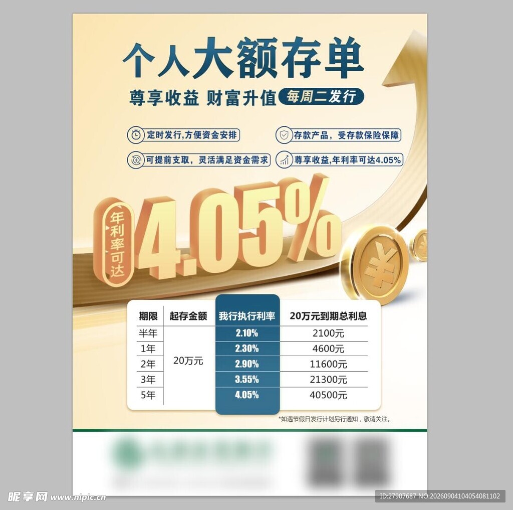 个人大额存单银行宣传单