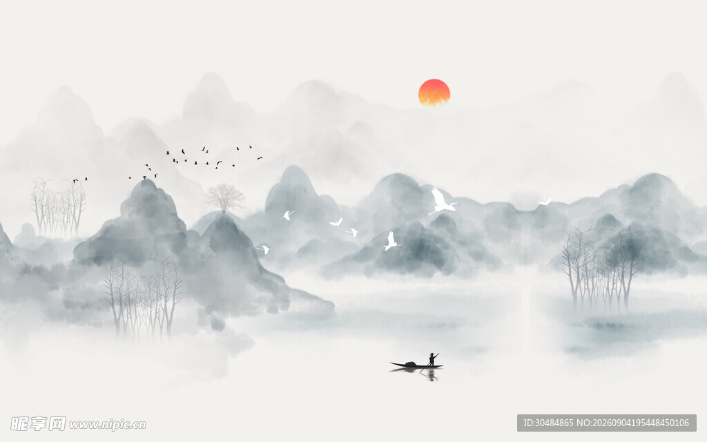 中式山水背景