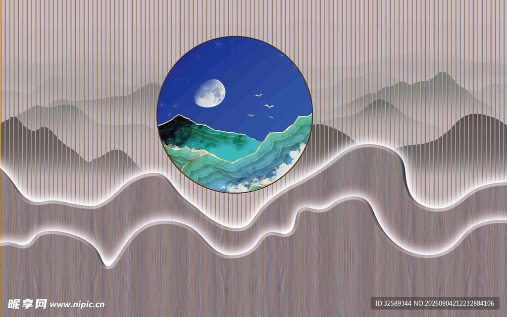 梦幻山海间的月夜图景