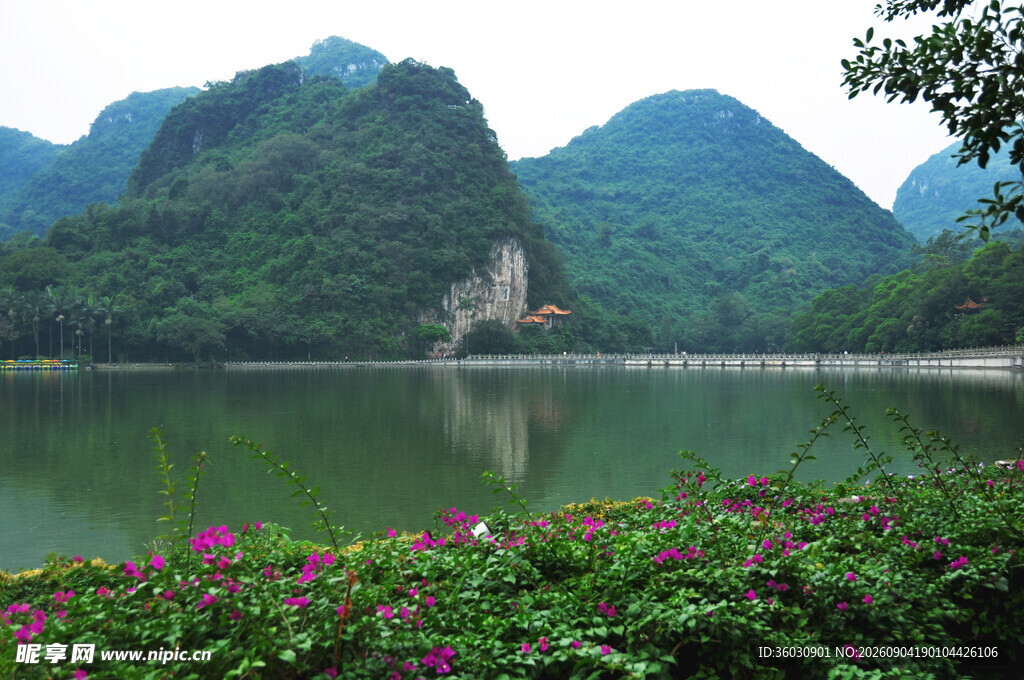 山水湖畔繁花美景