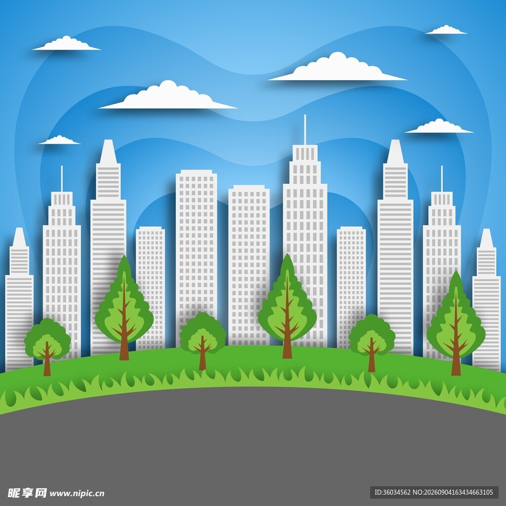 剪纸城市风景