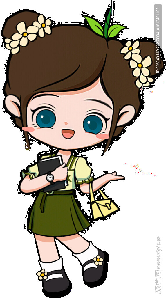 可爱双马尾女孩手持相机