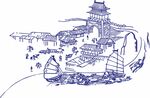 手绘古风建筑景观图