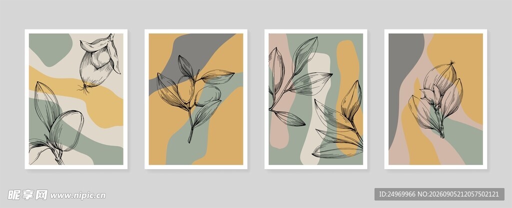 抽象花卉人物艺术画作