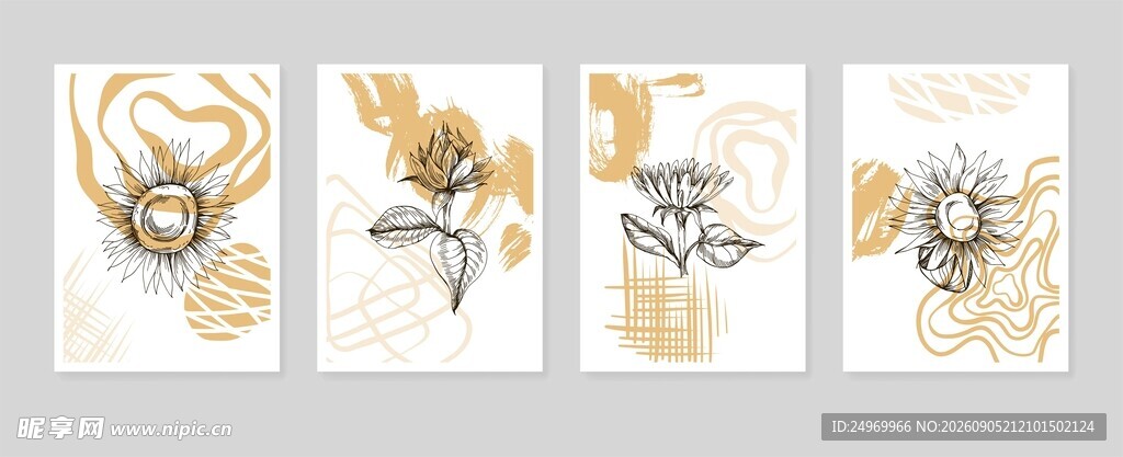抽象花卉装饰画设计素材