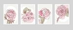四幅花卉装饰画展示