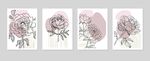 花卉插画四联图