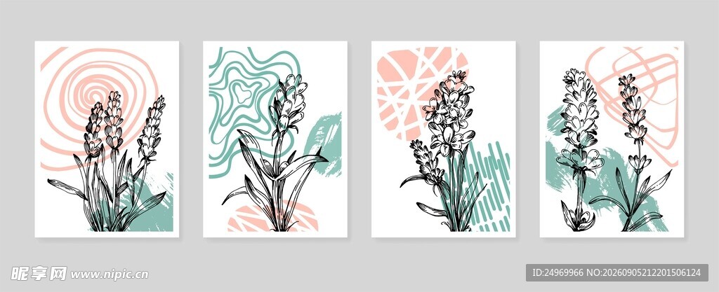 三幅植物水彩插画作品