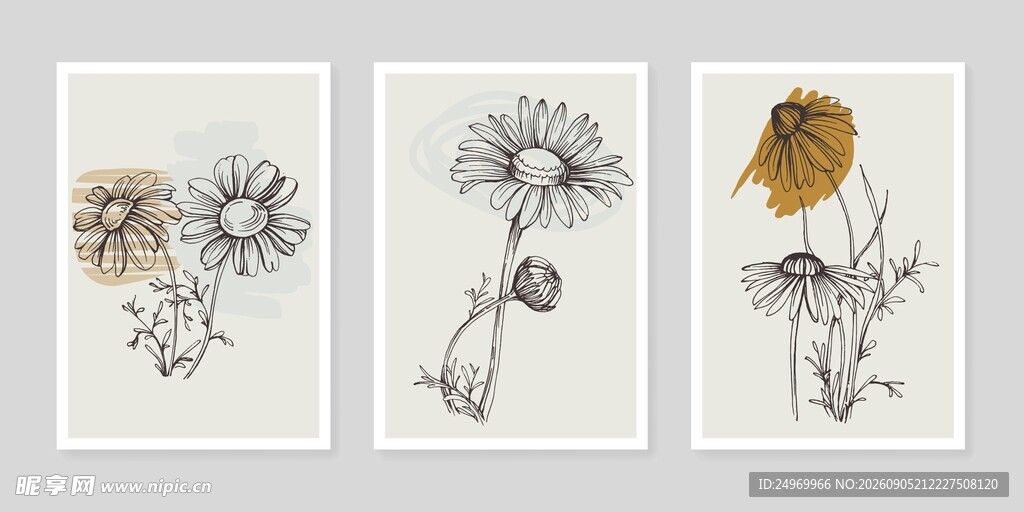 手绘花卉艺术画作展示