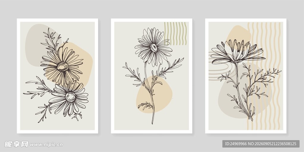 复古植物手绘插画作品