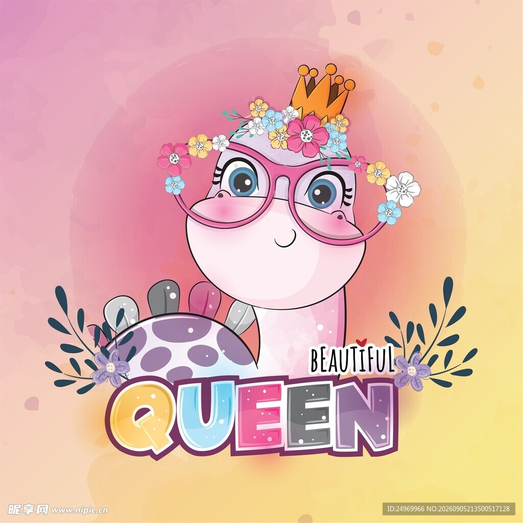 可爱皇冠猫咪女王形象