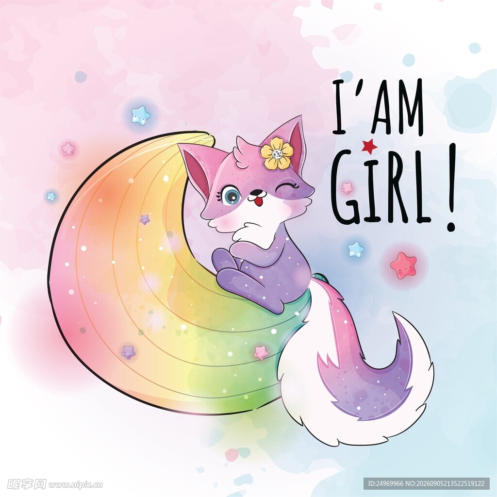 月亮上的萌系女孩猫咪