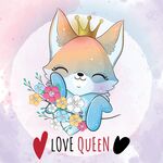 戴皇冠抱花的可爱狐狸