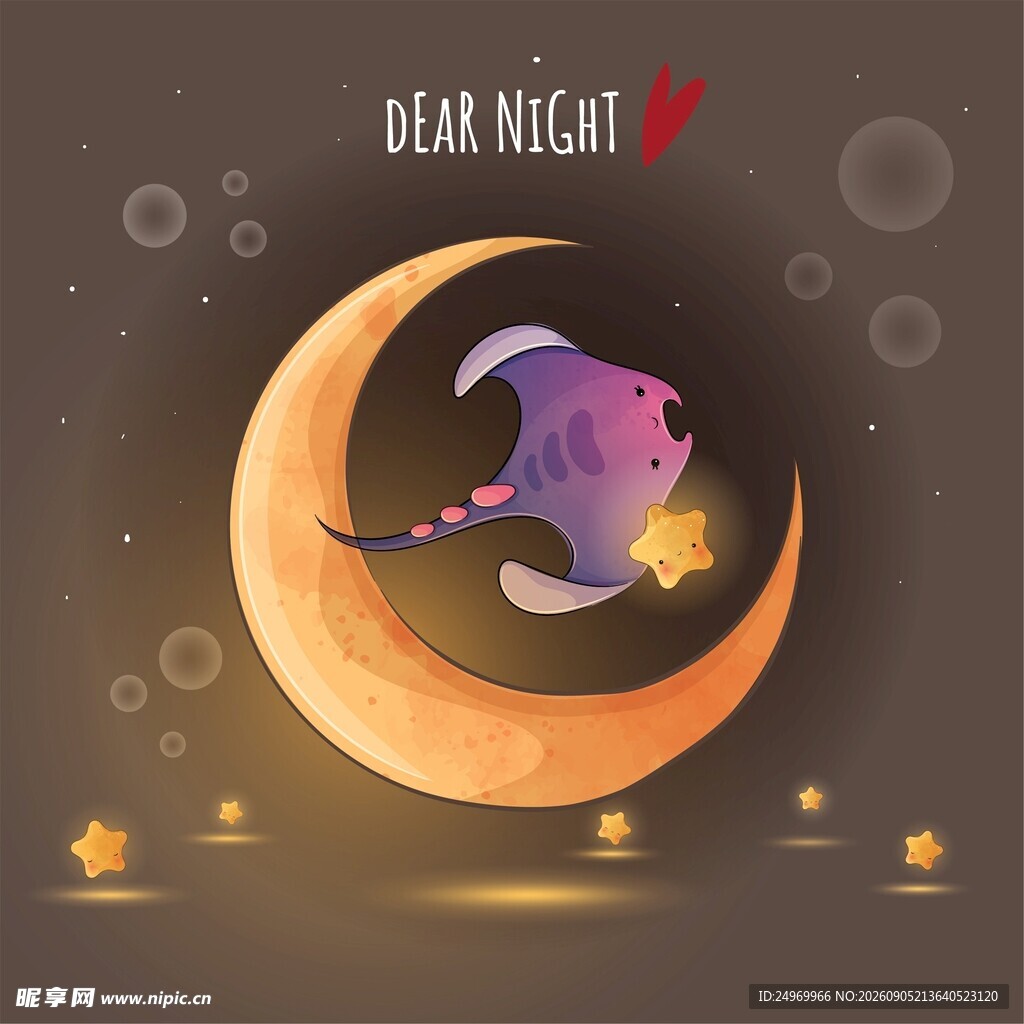 月夜下的梦幻小生物