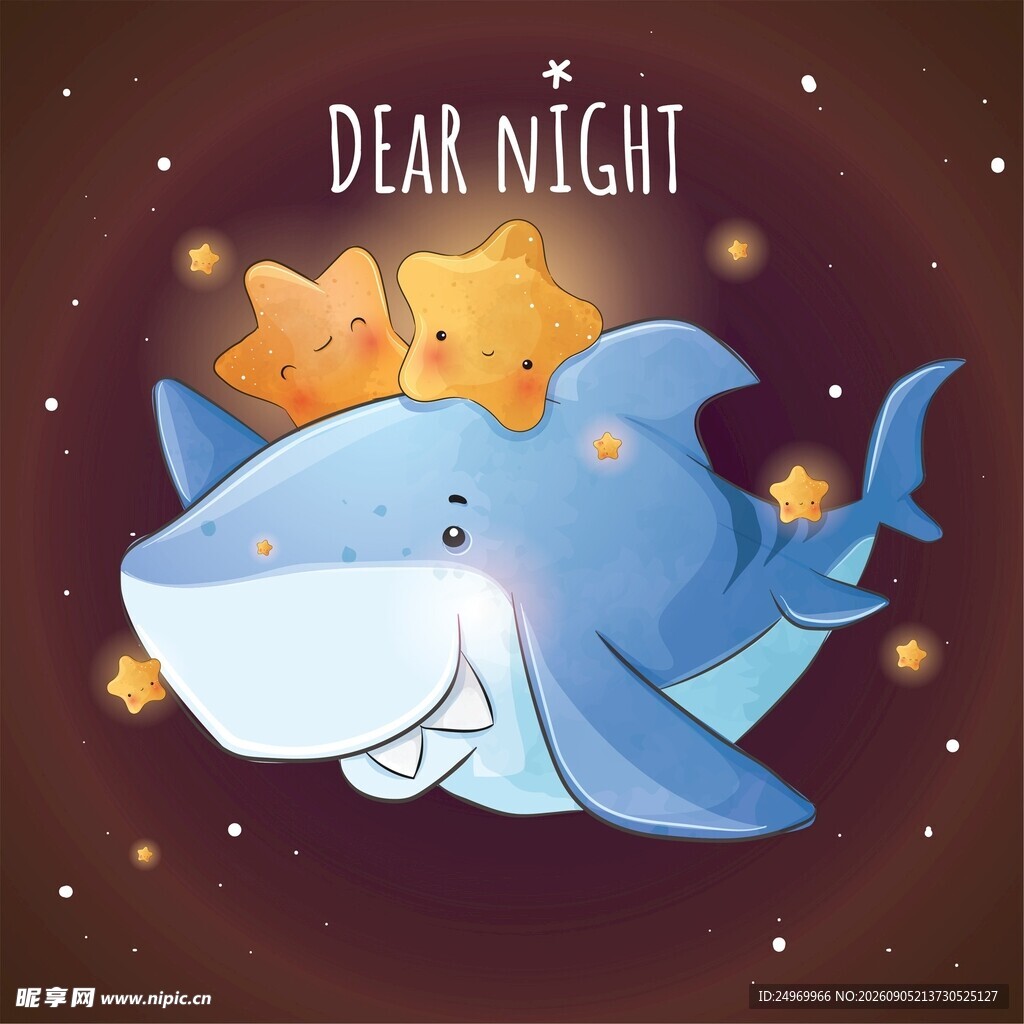 可爱鲨鱼伴你晚安夜