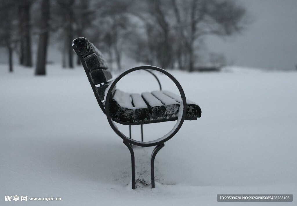 雪覆长椅 
