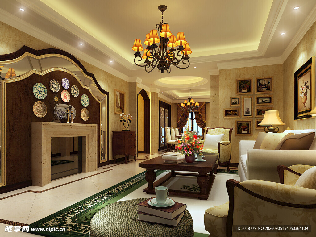 豪华欧式风格客厅展示