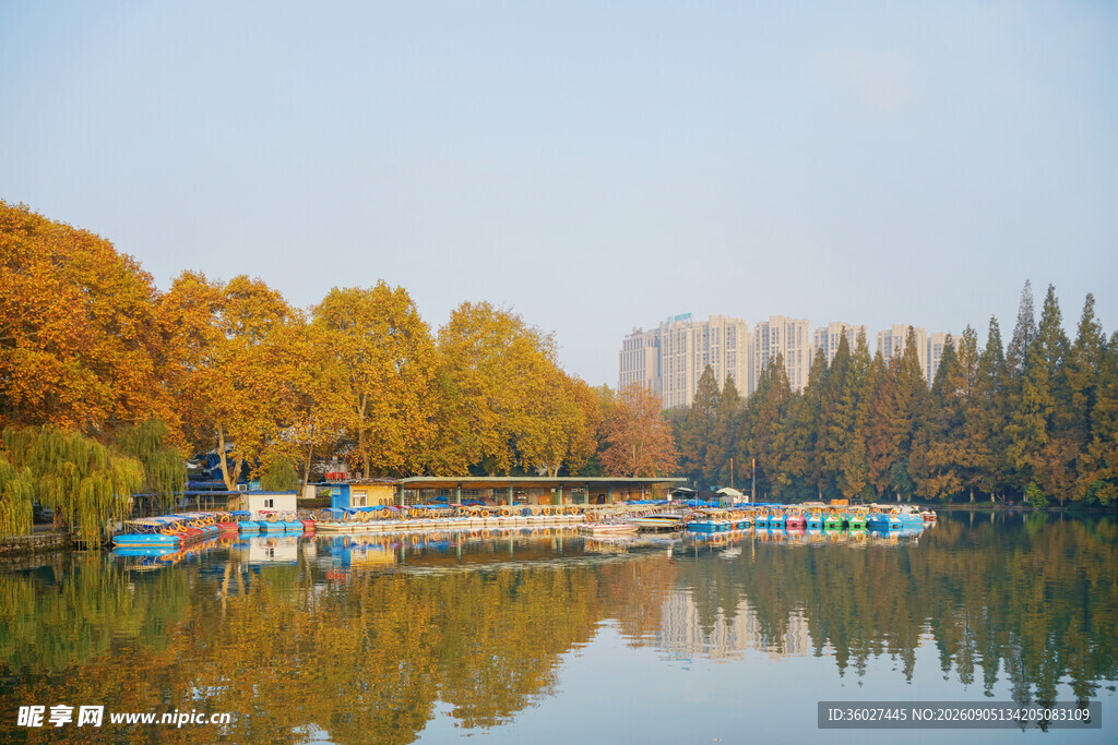 秋日湖畔美景