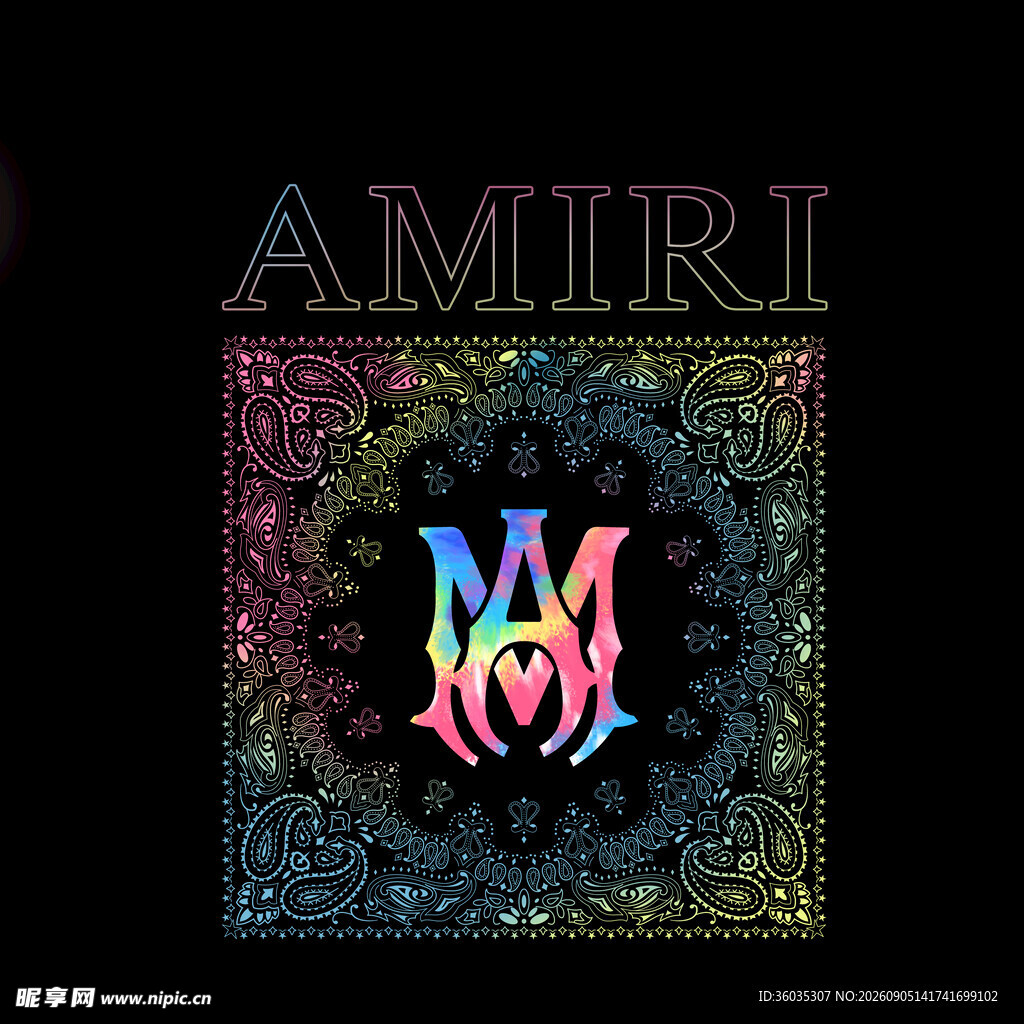  Amiri字母彩色对称花纹