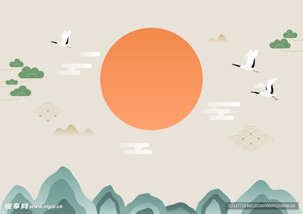 国风山水背景