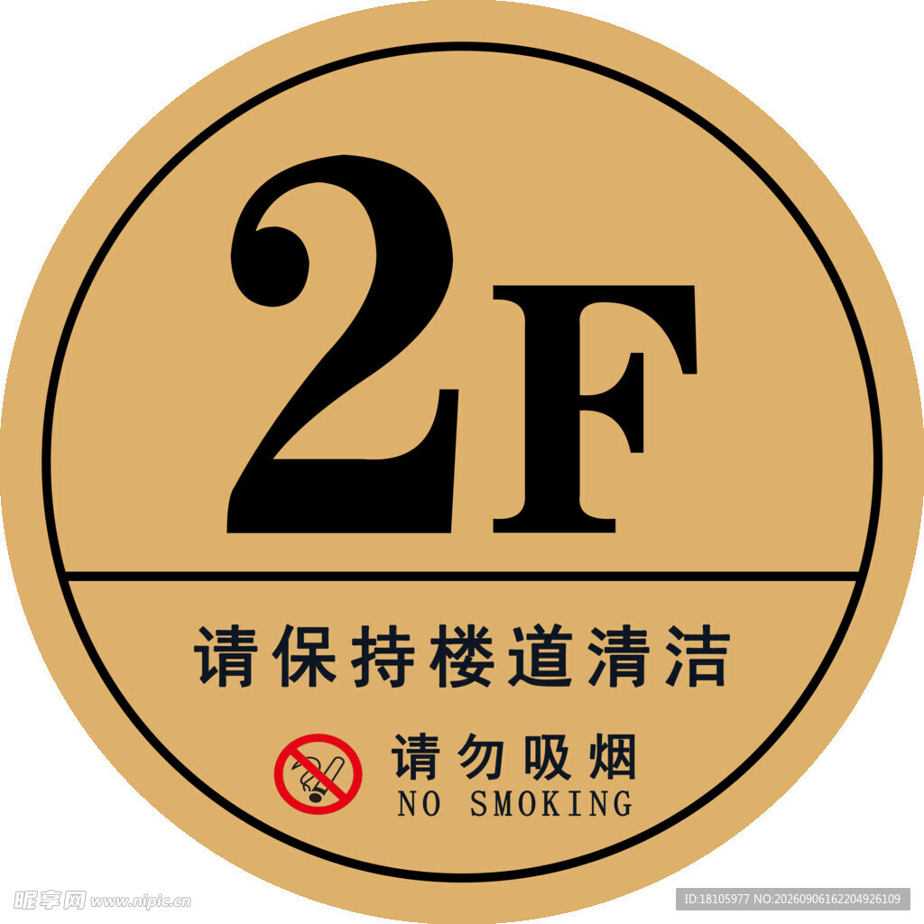 二楼楼层提示及禁烟标识
