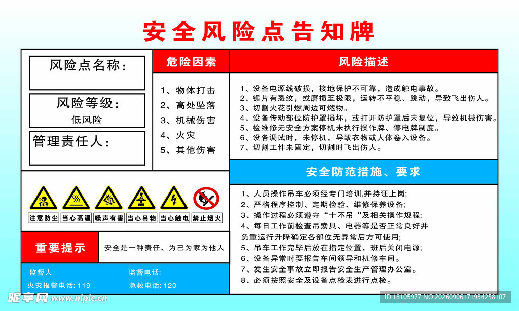 安全风险点告知牌