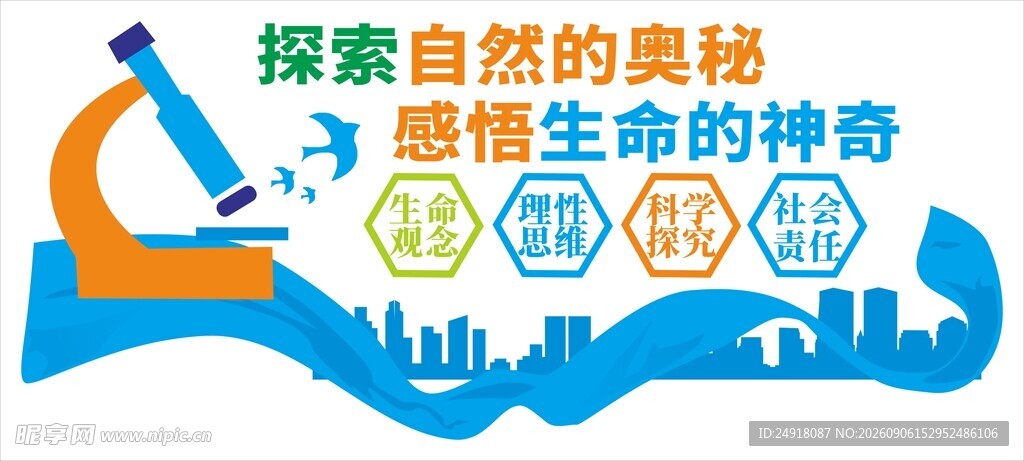 校园生物文化墙背景墙展板海报