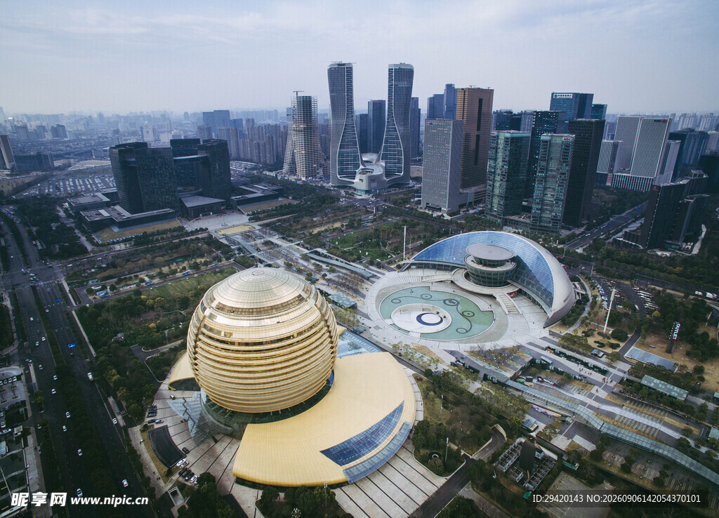 城市地标建筑俯瞰景观
