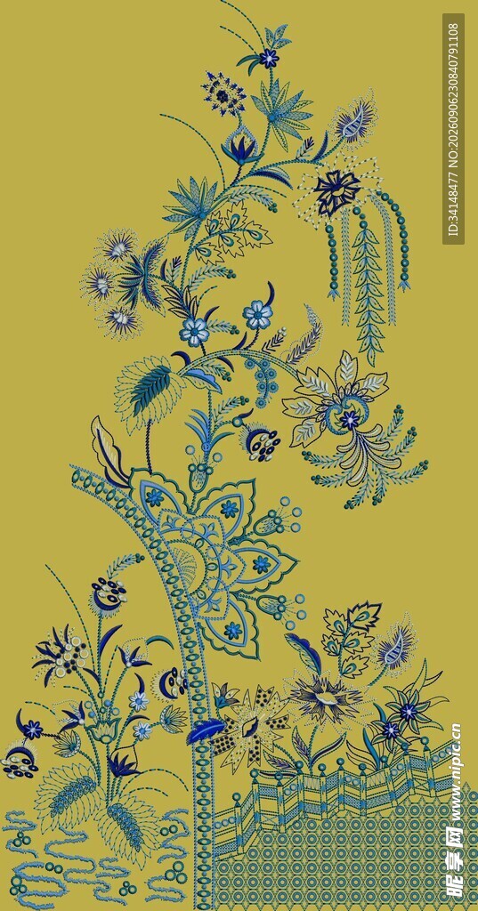 中式花鸟植物图案设计