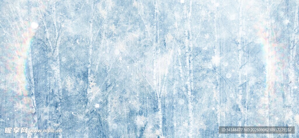 梦幻蓝色雪花背景纹理