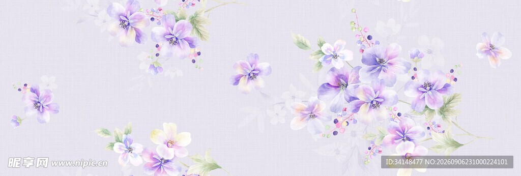 淡紫色花卉图案设计素材