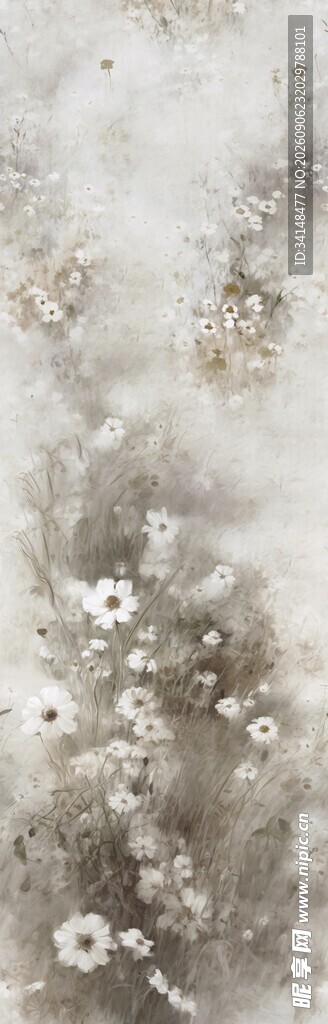 淡雅银白花卉纹理背景
