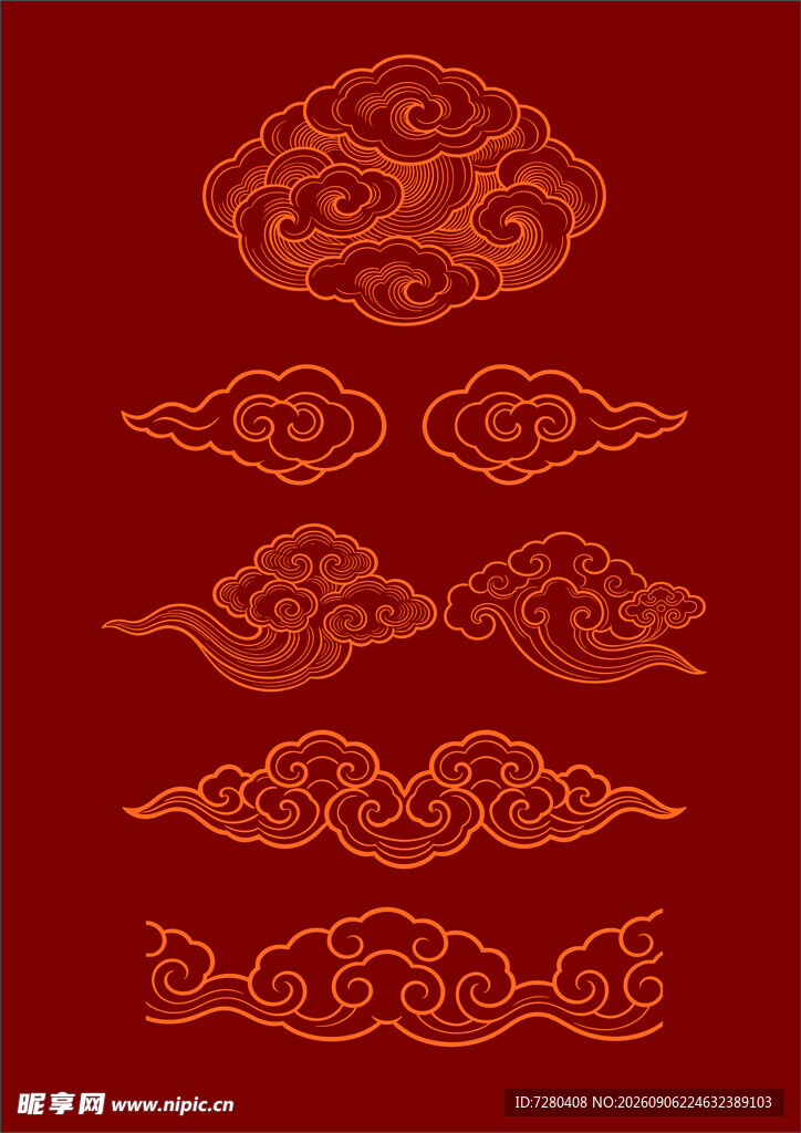 中式传统红色云纹图案