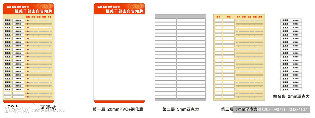 人员去向告知牌